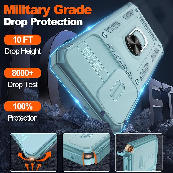 Gritup for Galaxy A23 5G Case Military-Grade Shockproof with Kickstand | (   ) with 2 PCS Screen Protector, Slide Camera Cover, Heavy Duty Funda para A 23 5G Cover, Green - Image 2