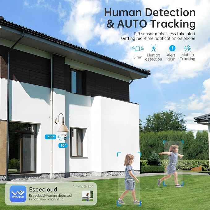 Light Bulb Security Camera -5G& 2.4GHz WiFi 2K Security Cameras Wireless Outdoor Motion Detection and Alarm,Two-Way Talk,Color Night Vision,Human Detection, Bulb Camera Compatible with Alexa 4Pack - Image 7