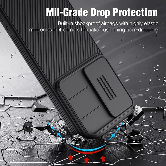 Nillkin for Samsung Galaxy S25 Case with Camera Cover, [Lens Protection] Mil-Grade Shockproof Protective Bumper Hard Cover Slim Phone Case for Galaxy S25 Cases 6.2'' Black - Image 3
