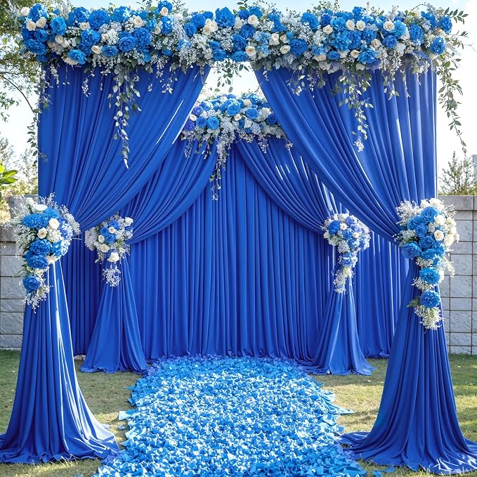 4 Panels Royal Blue Backdrop Curtains for Wedding Party Wrinkle Free Backdrops Curtain Drapes Fabric Decorations Photo Back Drop Cloth for Baby Shower Photography Stage Reception 20ft(W) x 12ft(H) - Image 8