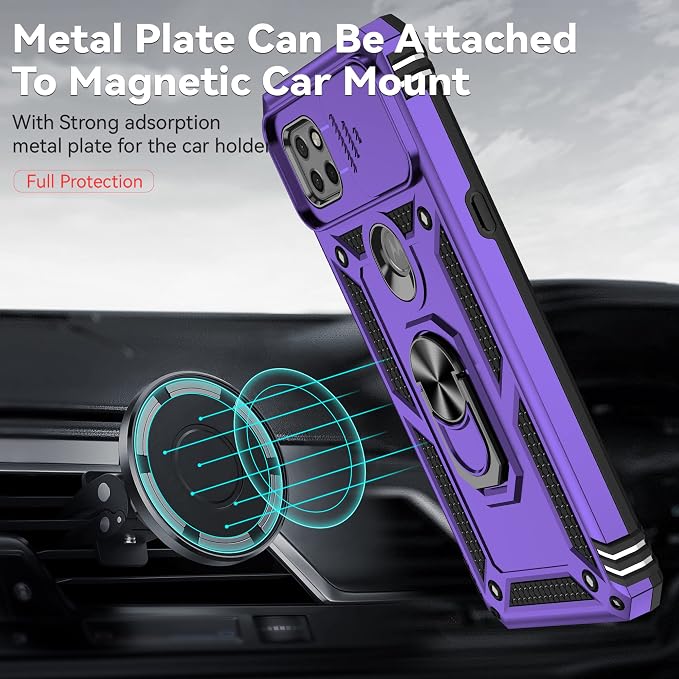 for Moto One 5G Ace Case Moto G 5G(2020) Case,with Nano Explosion-Proof Film[2 Pack], Military Grade Shockproof with Kickstand Protective Case for Motorola Moto One 5G Ace,Purple - Image 8