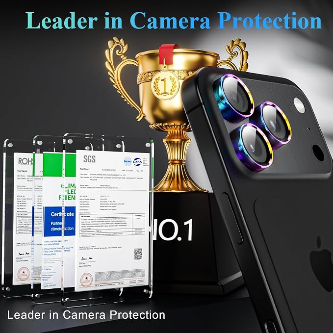 YWXTW Camera Lens Protector for iPhone 17 Pro/iPhone 17 Pro Max, [1 Step Installation Tray] Tempered Glass Screen Protector Metal Individual Camera Cover Accessories Case Friendly (Colorful-2Pack) - Image 2