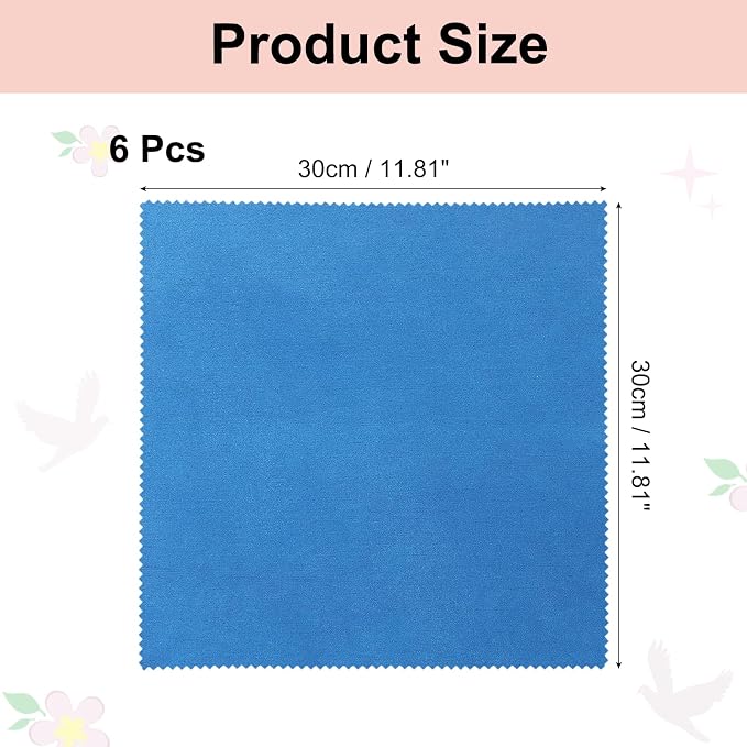 uxcell 6 Pcs Microfiber Cleaning Cloth for Glasses, 11.8 x 11.8 Inch Eyeglass Cleaning Cloth, Glasses Cleaner Wipes for Electronics Lenses Screens Cameras Cell Phones, Sapphire Blue - Image 2