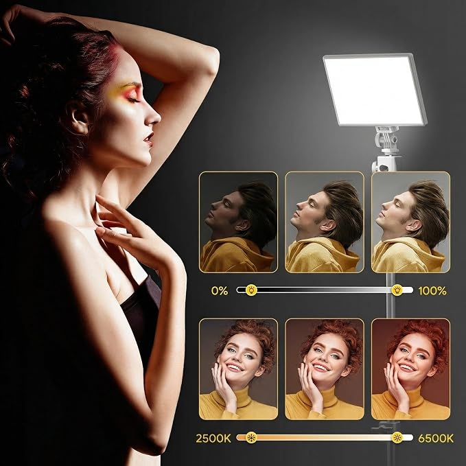13" White LED Video Soft Light Panel with Built-in 8000mAh Battery | 2500k-6500k Cri95+ with 0-100% Dimmable Brightness, For Vlog Lighting, Video Conference, Youtube & Studio Photography - Image 2