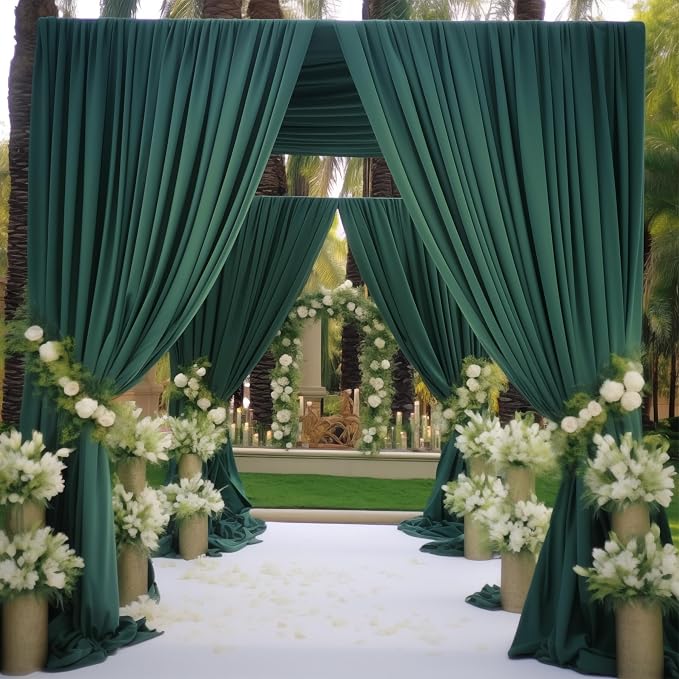 Hunter Green Backdrop Curtain-Wrinkle-Free Polyester Fabric Green Photography Curtains for Wedding Party Photo Background Decorations- 24 X10FT (Hunter Green) - Image 8