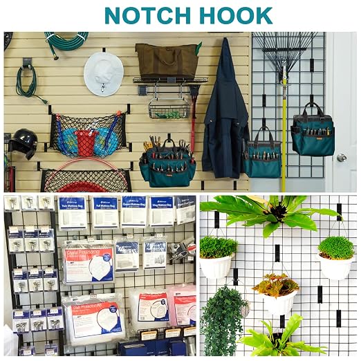 60 Pcs Grid Hooks for Wall, Metal Gridwall Picture Hooks for Display Panels | Gridwall Shelf Accessories Hanger Hooks, Slat Notch Hooks for Art, Clothes, Painting, Photography, Canvas Display Black - Image 4