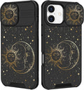 for iPhone 16 Case - Women Cute Phone Cover Girly Pretty Fancy Unique Aesthetic Design Slide Camera Cover Protective Case for Apple for iPhone 16,Sun and Moon by Goocrux
