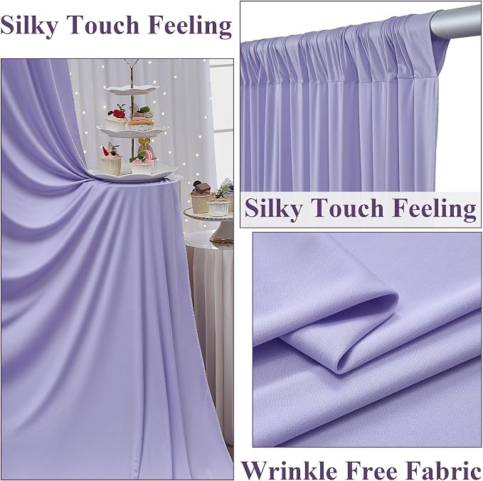 20ft x 10ft Wrinkle Free Lavender Backdrop Curtains for Parties, Polyester Light Purple Photo Backdrop Drapes for Wedding Photography Birthday Party Background Baby Shower - Image 2