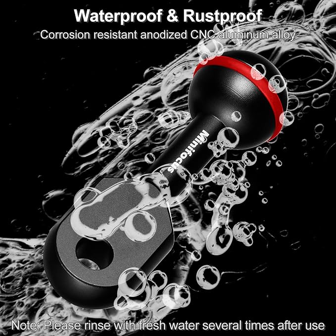 MINIFOCUS 1" Ball to YS Head Clip Arm, 2PCS 3.35"/8.5cm Aluminum Alloy YS Head Adapter Lightweight Arm Underwater Photography Lighting System Connector for Diving Strobe/Video Light - Image 4