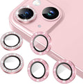 AGVEE 3+3 6 Pack for iPhone 15/15 Plus Camera Lens Protector Cover | Individual Bling Diamond & Bling Glitter Sparkle Cute Gem Metal Ring, 9H Tempered HD Glass by AGVEE