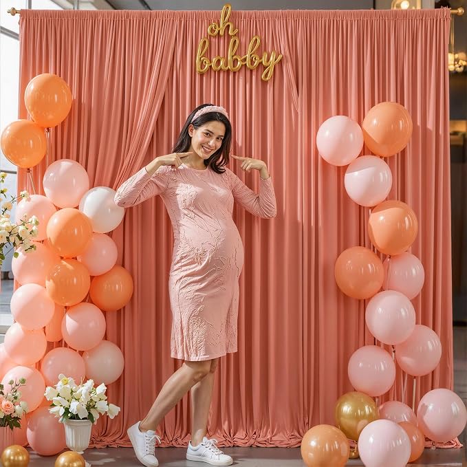 4 Panels Rust Backdrop Curtain for Parties Wedding Wrinkle Free Red Photo Curtains Backdrop Drapes Fabric Decoration for Birthday Party Baby Shower Christmas 20ft(W) x 10ft(H) - Image 8