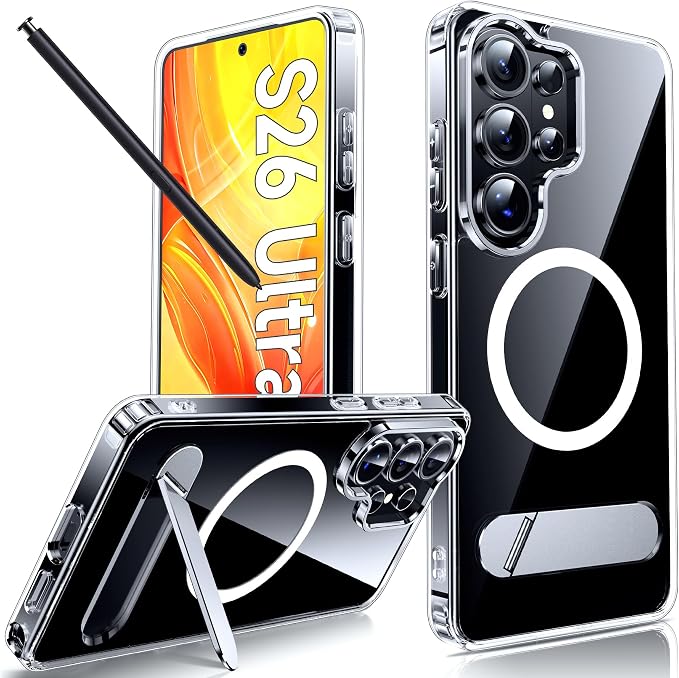 LeYi for Samsung Galaxy-S26-Ultra Case with Stand: for Magsafe Funda para s 26 s26ultra Phone Cover Clear Rugged Slim Fit Heavy Duty Women Magnetic Metal Kickstand Military Grade Samsungs26 Ultra by LeYi