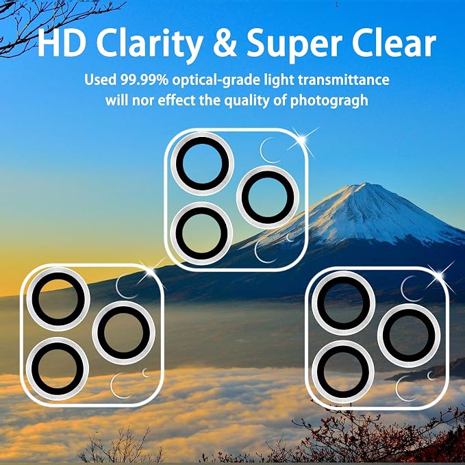 3 Pack Dengduoduo Tempered Glass Camera Lens Protector for iPhone 15 Pro 6.1" & for iPhone 15 Pro Max 6.7", Ultra HD, 9H Hardness, Anti-Scratch, Case Friendly, Easy to Install [No Affect on Night Shots] - Image 3