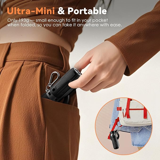 CloudValley Magnetic Mini Selfie Stick Tripod, 4-in-1 Pocket Size Phone Tripod with 360° Rotation, Choice Rechargeable Bluetooth Remote, Foldable Handle Grip, Compatible with MagSafe iPhone - Image 4