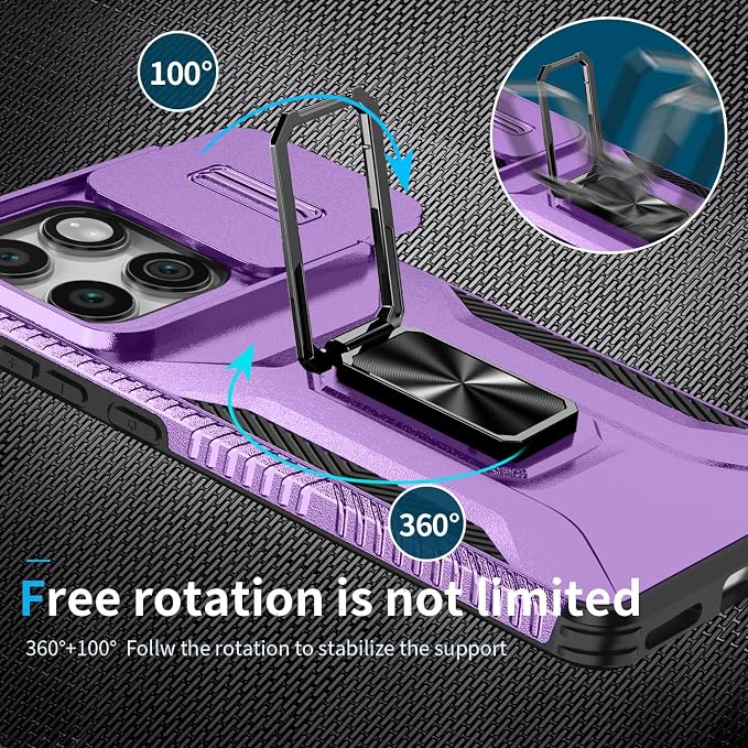 for Moto Edge 2025 Case,with Sliding Camera Lens Cover,HD Screen Protector,360° Rotating Kickstand,AYMECL Military-Grade Shockproof Protective Cover for Motorola Moto Edge 2025,Purple - Image 6