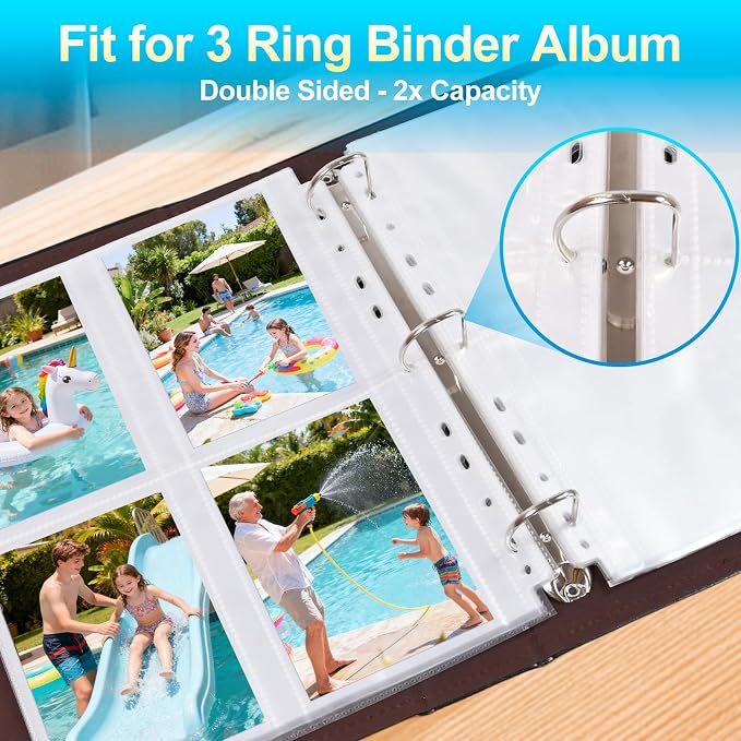 30 Pack 3.5x5 Photo Album Refill Pages for 3 Ring Binder,Ultra-Clear Photo Sleeves Holding 240 Pictures, Double-Sided 4 Pocket Photo Pages,Top Loading Photo Sheet Protector - Image 4