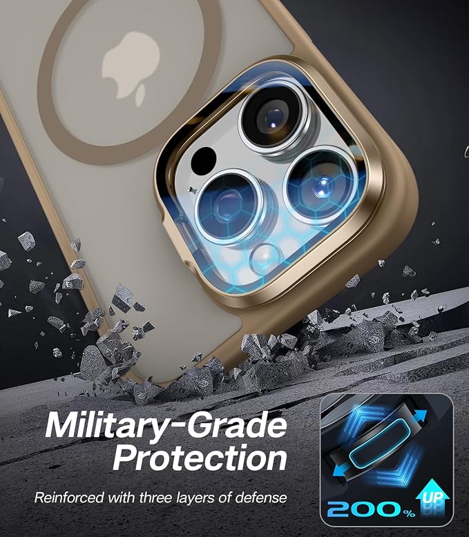 VOFATA [Upgraded] for iPhone 16 Pro Case with Camera Cover Stand [Fit for MagSafe][9H Camera Lens Protector] Mil-Grade Protection Translucent Matte Magnetic iPhone 16 Pro Phone Case, Rose Gold - Image 5