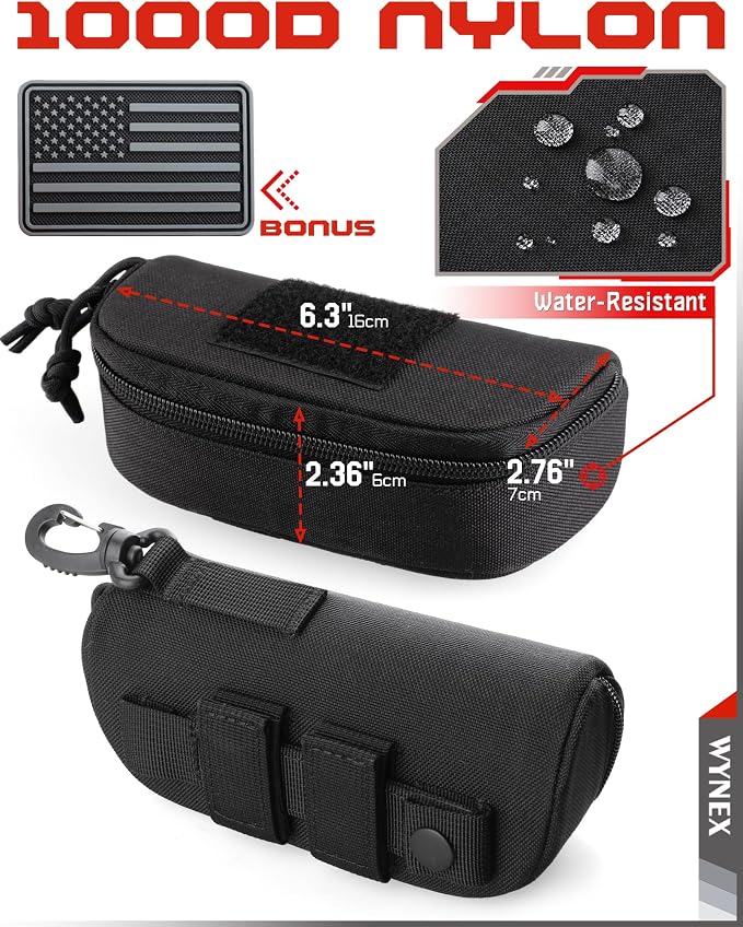 Wynex Tactical Molle Glasses Pouch, Shockproof Eyeglass Case for Glasses | Sunglasses Case Hard Shell, 360°Clip & Patch, Glasses Protector Fit Sunglasses Goggles, for Travel Sports Work - Image 5
