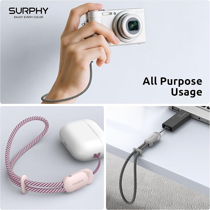 SURPHY 3 Pack Phone Wrist Strap, Phone Lanyard with Cellphone Tether Tab | Phone Strap Charm, Camera Wrist Strap with 2-Color Braided, Phone Wristlet, Wrist Lanyard for Case - Image 5