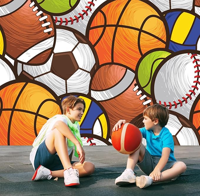 8x6ft Sports Backdrop Kids Sports Theme Birthday Baby Shower Party Photography Background Cartoon Basketball Football Baseball Decorations Banner Kids Portraits Photo Studio Props - Image 4