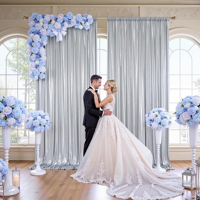 10x10FT Silver Sequin Backdrop Curtain for Party - 2 Panels 5x10FT Wrinkle-Free Shimmer Drapes for Birthday, Wedding, Christmas, Decorations & Photography - Image 5