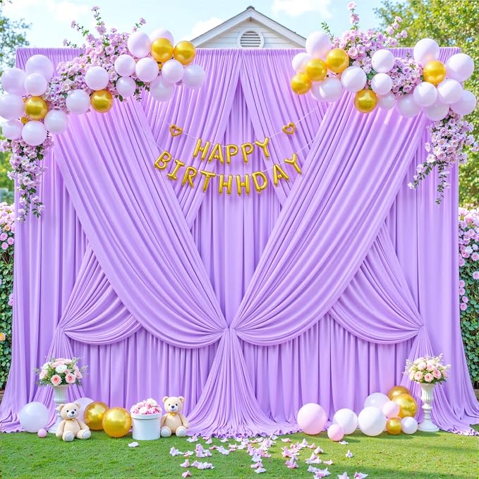 Lavender Backdrop Curtain for Parties Wedding Wrinkle Free Light Purple Photo Curtains Backdrop Drapes Fabric Decoration for Baby Shower Photoshoot 5ft x 7ft,2 Panels - Image 8