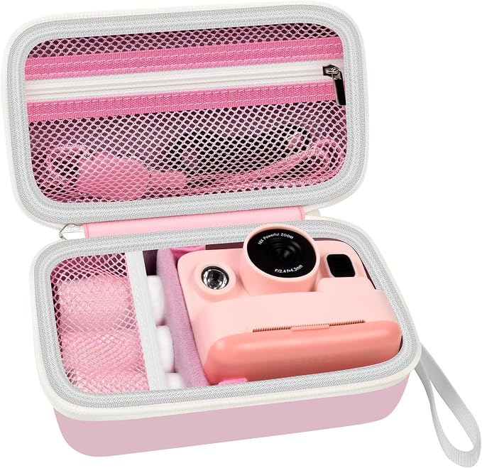 Kids Instant Print Camera Case for DYLANTO for ESOXOFFORE Cameras | Portable Digital Camera Case Organizer for ETIKEZ for YTETCN for DUDUDRAGON with Pocket for Accessories (Box Only)-Pink by Grapsa