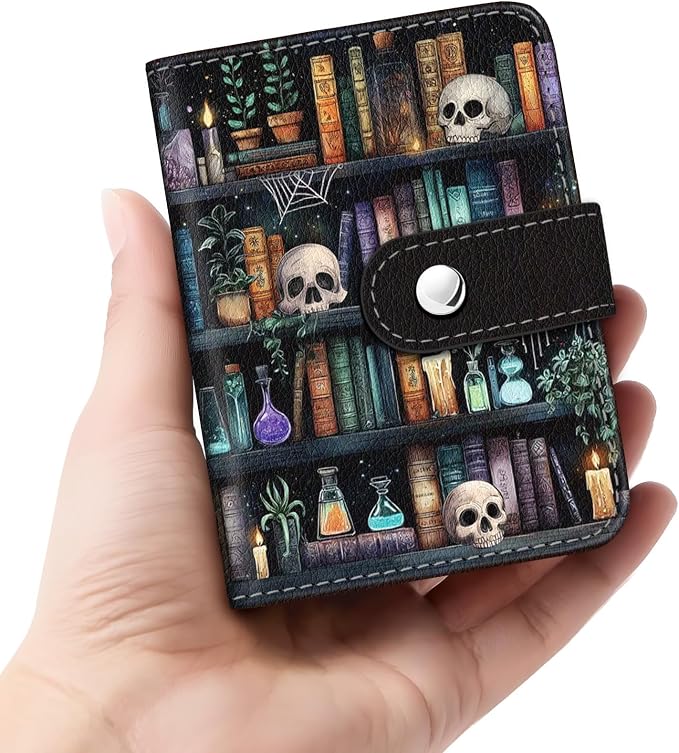 Goth Skull Bookshelf Small Photo Album for 2x3 In Film, 56 Pocket | Mini Cute Picture Book, Wallet Size, for Polaroid Fujifilm Instax Mini Instant Camera Printer, Kpop Photocard Binder Holders by Lebrocoli