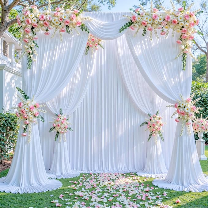6 Panels White Backdrop Curtain for Parties Wedding Wrinkle Free White Photo Curtains Backdrop Drapes Fabric Decoration for Baby Shower 30ft(W) x 10ft(H) - Image 4