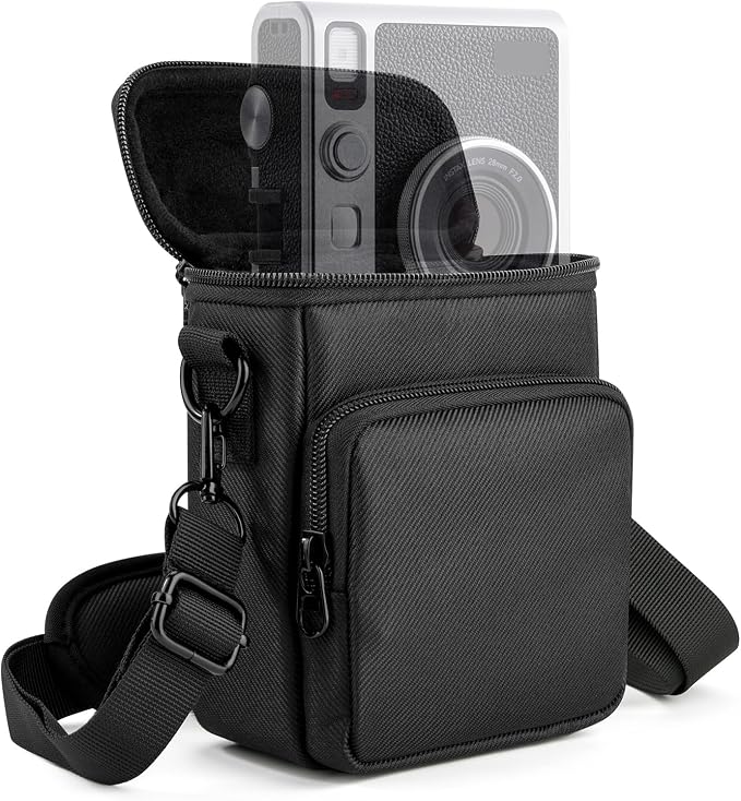 Travel Case for Fujifilm Instax Mini EVO Hybrid Instant Camera | Portable Storage Bag with Adjustable Strap & Belt Loop, Compatible with LiPlay+ Hybrid Instant Camera, Black, Case Only by CaSZLUTION