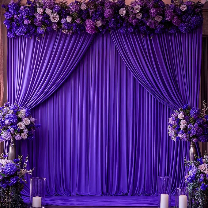 Purple Backdrop Curtains - 8 Panel Wrinkle-Free Polyester Photography Drapes for Baby Shower & Birthday Party - 32 x 10FT - Image 5