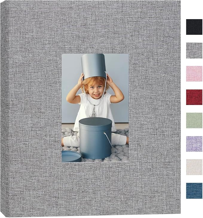Photo Album 8x10 Linen Picture Book 26-Page Album Holds 52 Photos Art Presentation Folder for Picture or Certificates Storage Grey by CHERRICH