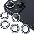 AGVEE 3+3 6 Pack for iPhone 14/14 Plus Camera Lens Protector Cover | Individual Bling Diamond & Bling Glitter Sparkle Cute Gem Metal Ring, 9H Tempered HD Glass by AGVEE