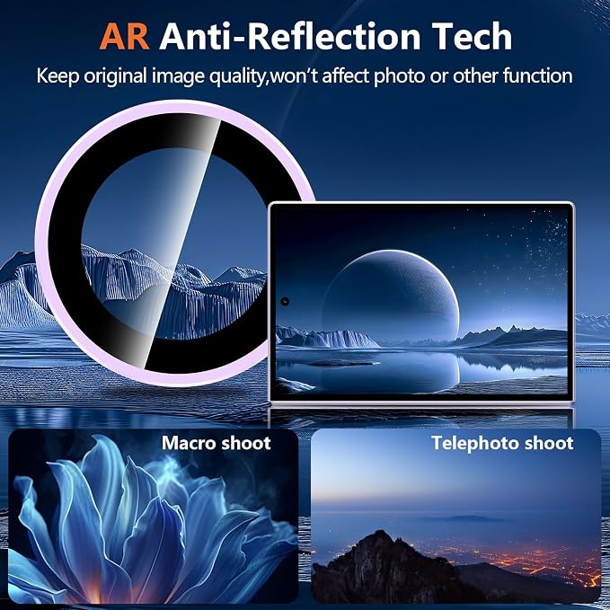 for Samsung Galaxy Z Fold 8 Camera Lens Protector, Individual Metal Ring Tempered Glass Lens Cover, [Strong Adsorption] Scratch Resistant Ultra-Thin HD Clear Lens Cover, 1 Set-Purple Ring - Image 3