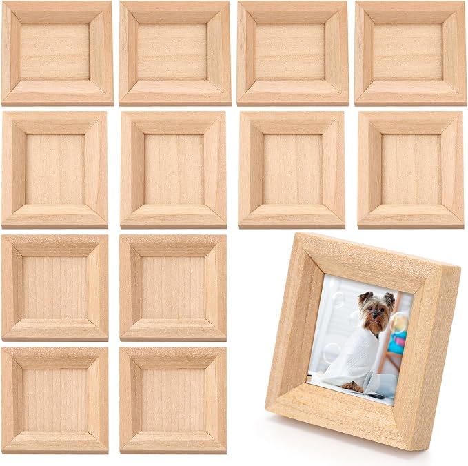 Halloscume 12 Pcs Dollhouse Picture Frames 1:12 Scale Miniature Picture Frames for Dollhouse Small Photo Frame Mini Wooden Dollhouses Accessories Mini House Decoration Simulation (Medium and Large) by Halloscume