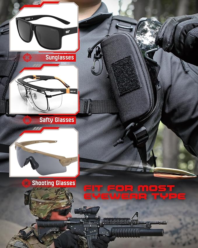 Wynex Tactical Molle Glasses Pouch, Shockproof Eyeglass Case for Glasses | Sunglasses Case Hard Shell, 360°Clip & Patch, Glasses Protector Fit Sunglasses Goggles, for Travel Sports Work - Image 2