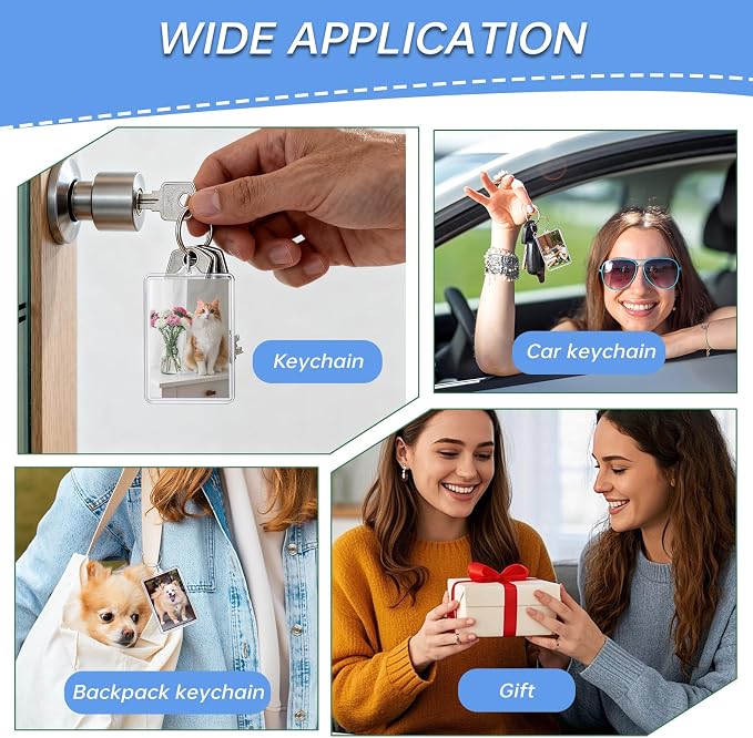 ZZYFGH 32 Pcs Photo Keychain (2 * 3 inch) Picture Frame Keychains Bulk, Acrylic Clear Rectangle Photo Keychain for DIY Craft Graduation Gift- Suitable for Photo Size 1.75 inch x 2.75 inch - Image 5