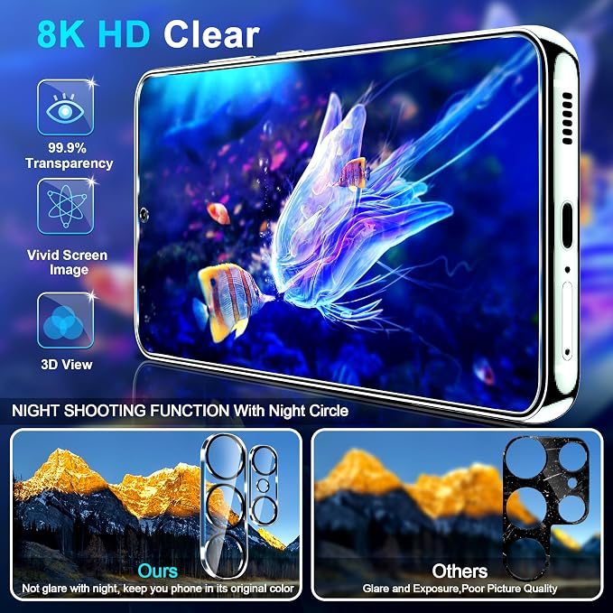firtstnow 3 Pack for Samsung Galaxy S26 Ultra Screen Protector Tempered Glass + 3 Pack Camera Lens Protector, Military Grade Shatterproof, 9H Hardness, Fingerprint Unlock,Case Friendly 6.9 Inch - Image 3