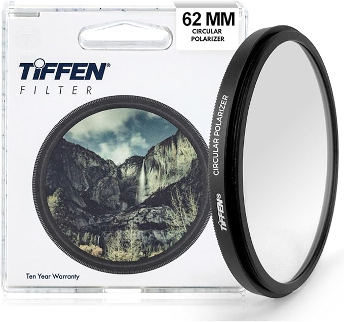 Tiffen 62mm CPL Circular Polarizing Filter Reduce Glare & Reflections | Reveals Details Hidden by Glare, Improves Image Contrast, Increases Color Saturation, Deepens Blue skies, Enhances Clouds by Tiffen
