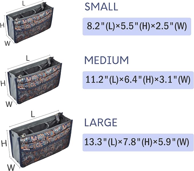 Vercord Purse Organizer Insert for Handbags Bag Organizers Inside Tote Pocketbook Women Nurse Nylon 13 Pockets Splash Wave Medium - Image 2