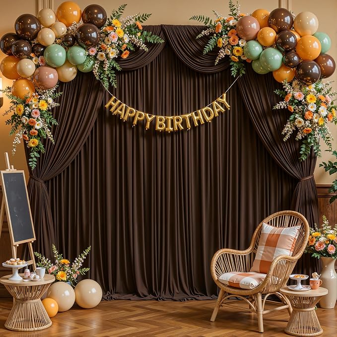 Dark Brown Backdrop Curtains-Wrinkle-Free Polyester Photography Drapes Party Curtain Background for Baby Shower Wedding Decorations- 32 X10FT - Image 6
