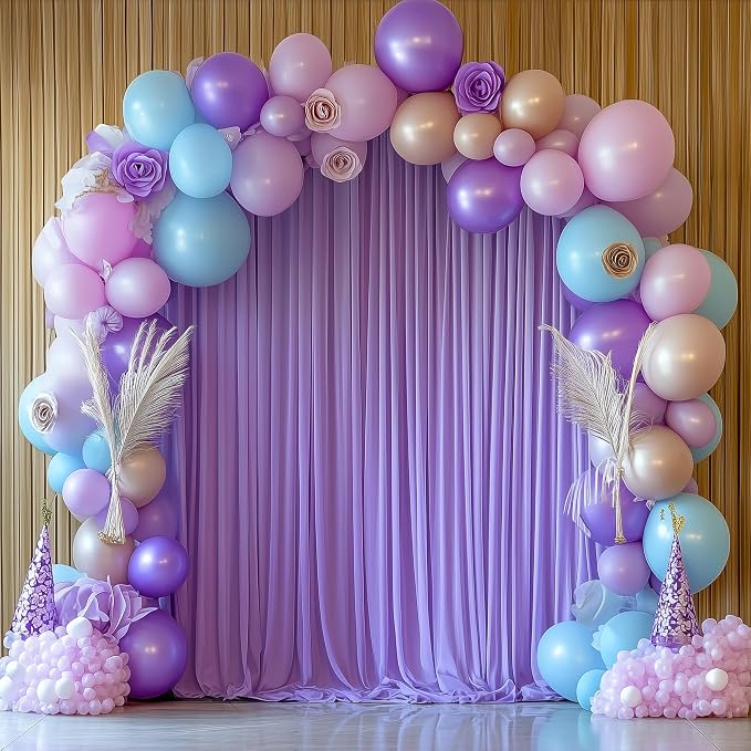 Lavender Purple Backdrop Curtain Drapes for Parties, 3Pack 10x10FT | Wrinkle Free Polyester Curtain Backdrop Draping Fabric for Backdrop Photoshoot Birthday Party Background,6 Panel 5x10FT - Image 6