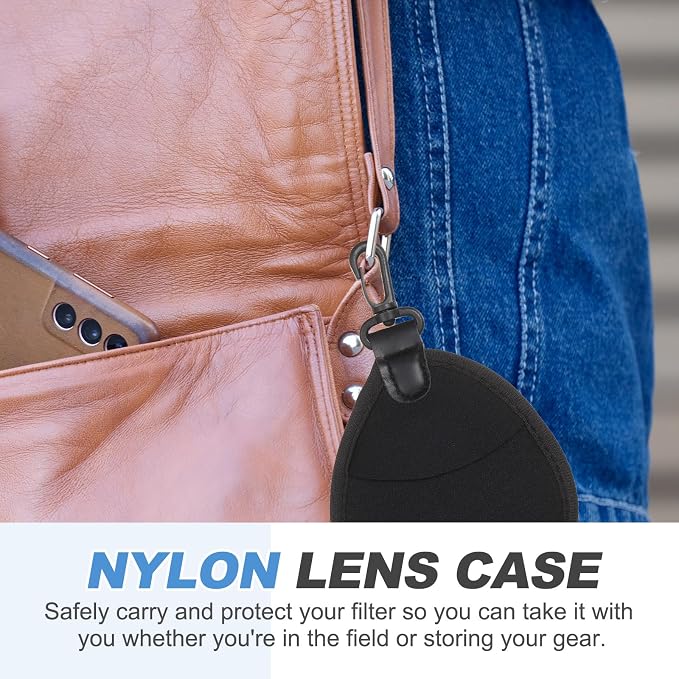 PATIKIL 37mm Lens Filter Case, 2PCS 2 Pockets Camera Filter Carry Bag Nylon Shockproof Camera Filter Lens Protector Pouch for Photography Round Circular Square Filters Storage, Black - Image 4