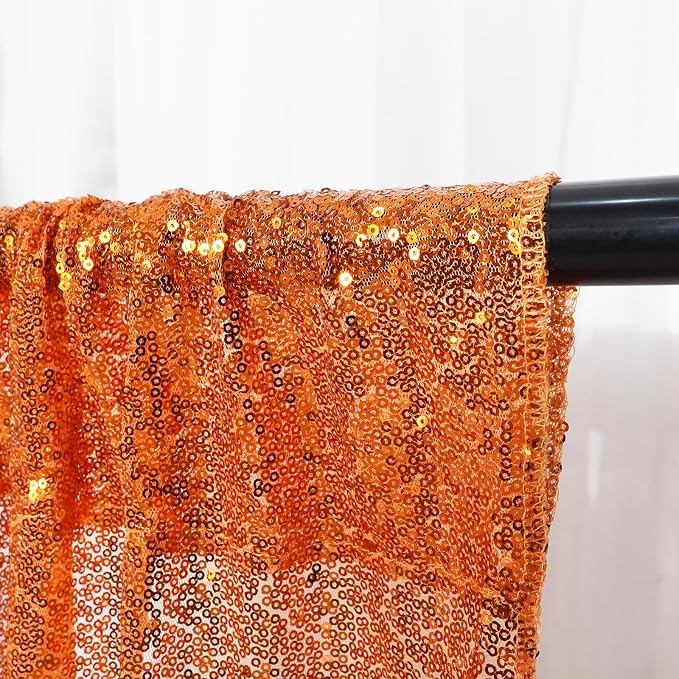 Poise3EHome 6FT x 8FT Orange Sequin Photography Backdrop Curtain for Halloween Party Decoration - Image 3