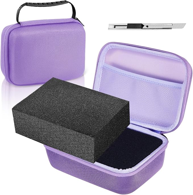 Relaxweex Hard Case with Foam, 7.8 X 6.3 X 3.5 Inch, Purple | EVA Waterproof Shockproof Case, Customizable Foam for Camera Electronics Instruments, Digital Products, with Knife by Relaxweex