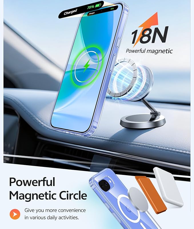 FNTCASE for Google Pixel 10a Case, Fit for Magsafe, with Screen Protector | Anti Yellowing Magnetic Back, 14FT Military Grade Drop Protection, Slim Shockproof Protective Phone Cover, Transparent Clear - Image 3