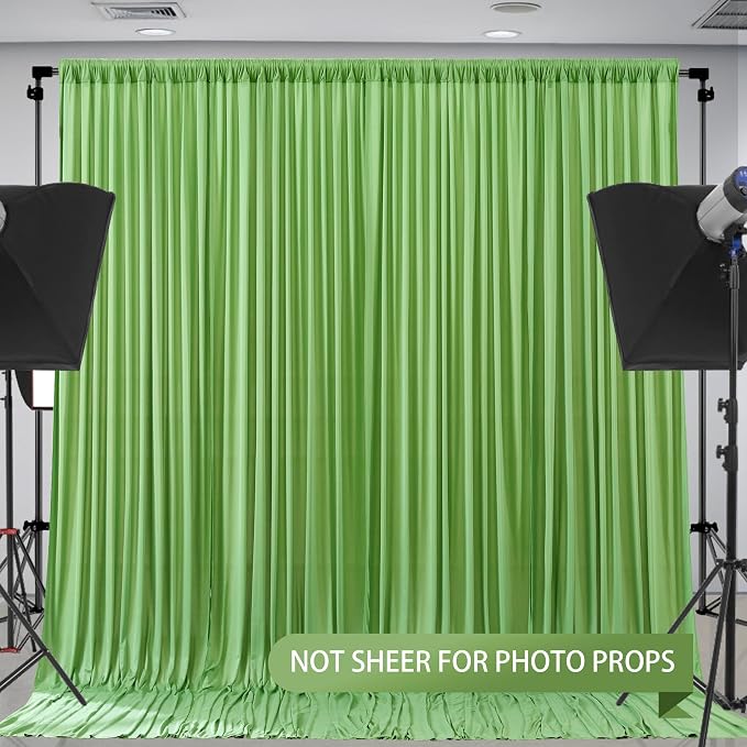 Sage Green Backdrop Curtain 6 Panels-Wrinkle-Free Green Curtains Polyester Photography Drapes for Baby Shower Birthday Party Photo Background Backdrop Stand- 24 X10FT (Sage Green) - Image 7