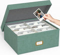 Decorative Photo Storage Box, Linen Photo Box Holds 1700 4x6 Pictures Green | Photo Storage Containers with 8 Dividers, Memory Keepsake Organizer for Photos, Scrapbook Supplies, Cards, Stamps,Archive Box by JOLENSOY