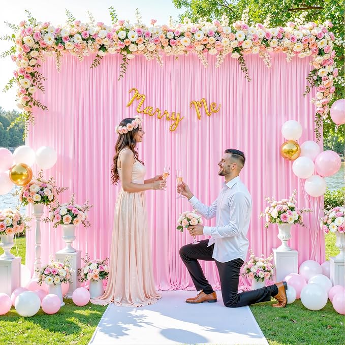 8 Panels Pink Backdrop Curtain for Parties Baby Shower Wrinkle Free Pink Photo Curtains Backdrop Drapes Fabric Decoration for Wedding Birthday Party 40ft(W) x 10ft(H) - Image 8