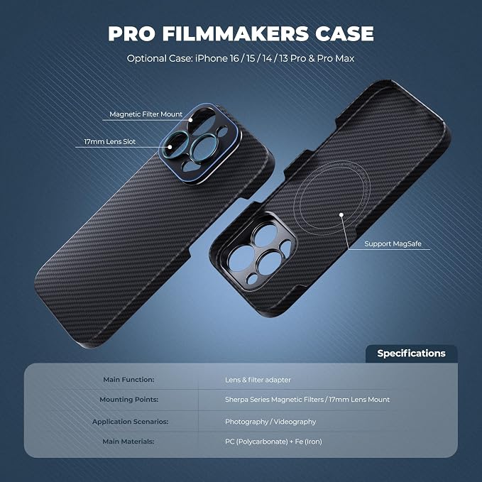 FREEWELL Pro Filmmaker Case for iPhone 16 Pro - Magnetic Filters & 17mm Lens Mount Black - Image 5